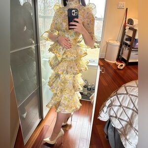 NWT Zimmermannn Harmony Tiered Midi Dress